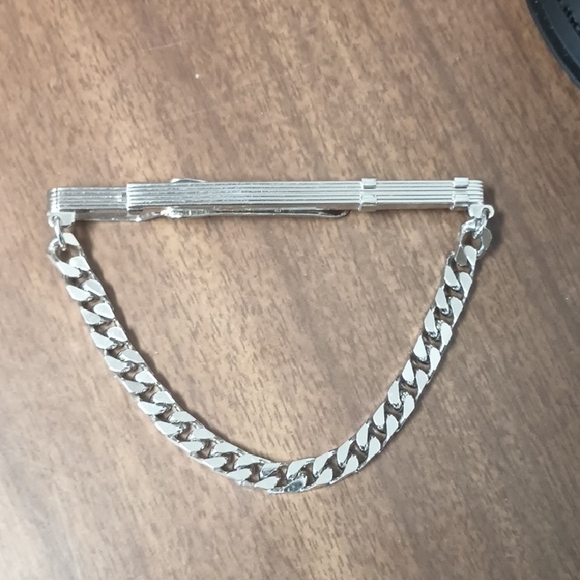 Other - Silver Tone Tie Bar with Chain